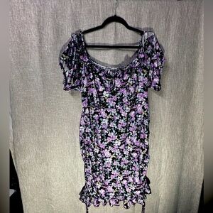 SHEIN Curve Plus size 2X Floral Bodycon Dress side rouching w/drawstring-New